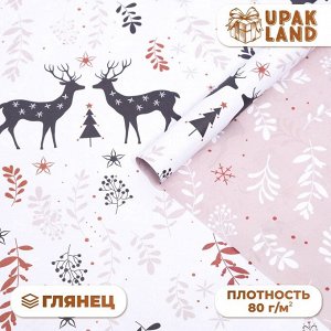 УЦЕНКА/Бумага упаковочная глянцевая двусторонняя, 3 шт, 68 х 100 см