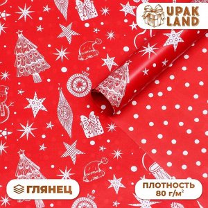 Бумага упаковочная глянцевая двусторонняя "Щелкунчик ", 70 х 100 см