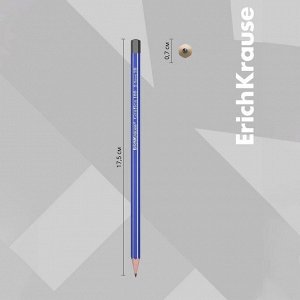 Карандаш чернографитный ErichKrause "Grafica 100", 2B, грифель d=2.2 мм, дерево, шестигранный, в коробке, синий корпус