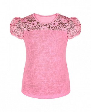 Розовая блузка для девочки с гипюром Цвет: розовый