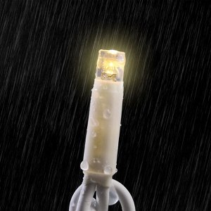 Гирлянда "Бахрома" 3 х 0.6 м , IP65, УМС, белая нить каучук, 108 LED, свечение тёплое белое, 220 В