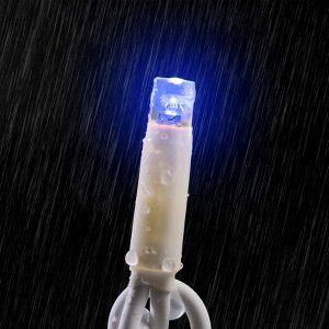 Гирлянда "Бахрома" 3 х 0.6 м , IP65, УМС, белая нить каучук, 108 LED, свечение синее, 220 В