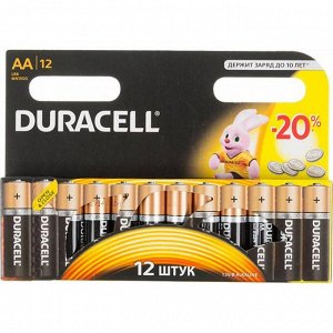 Батарейки DURACELL AA(пальчиковые), (Цена за 12 шт.)  LR 6-12BL  Basic