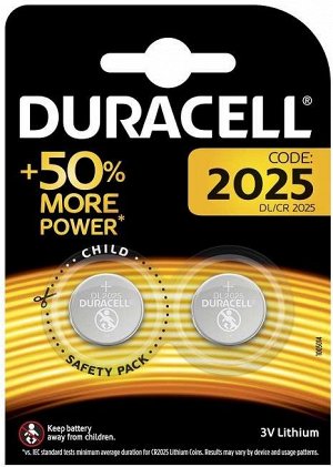 Элемент питания Duracell CR2025-2BL(цена зп 2 шт.)