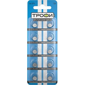 Батарейки ТРОФИ G4 (377,LR626,LR66)  (10/200/1600/123200)(Цена за 10 шт.)