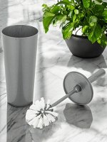 Ерш для унитаза  С ПОДСТАВКОЙ ( ВЫСОКИЙ СТАКАН), закрытый, &quot;СТАР&quot;, серебристый, IDEA, М 5017