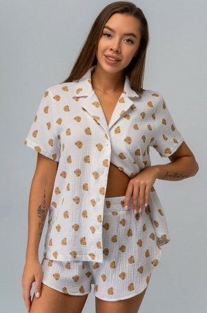 Женская пижама с шортами из муслина