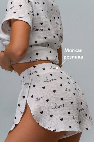 Женская пижама с шортами из муслина