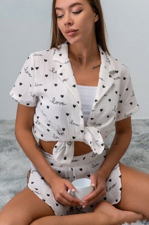 Женская пижама с шортами из муслина