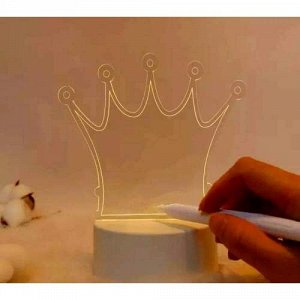 3D Ночник-Доска КОРОНА для заметок с светодиодной подсветкой и маркером