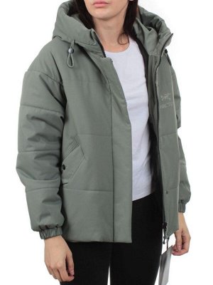 282 GRAY/GREEN Куртка зимняя облегченная женская (верблюжья шерсть)