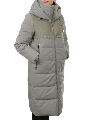23-636 OLIVE Пальто зимнее женское (холлоффайбер 150 гр., искусственная дубленка)
