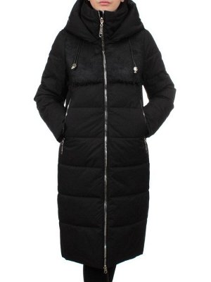 23-636 BLACK Пальто зимнее женское (холлоффайбер 150 гр., искусственная дубленка)