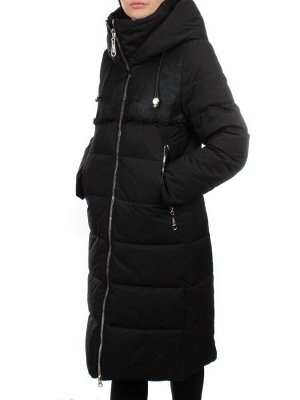 23-636 BLACK Пальто зимнее женское (холлоффайбер 150 гр., искусственная дубленка)