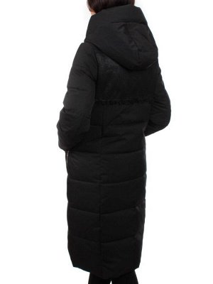 23-636 BLACK Пальто зимнее женское (холлоффайбер 150 гр., искусственная дубленка)