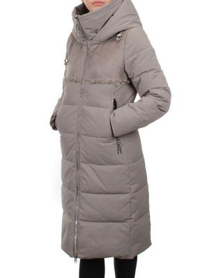 23-636 GRAY/BEIGE Пальто зимнее женское (холлоффайбер 150 гр., искусственная дубленка)