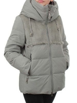 23-696 OLIVE Куртка зимняя женская (холлоффайбер 150 гр., искусственная дубленка)