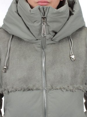 23-696 OLIVE Куртка зимняя женская (холлоффайбер 150 гр., искусственная дубленка)