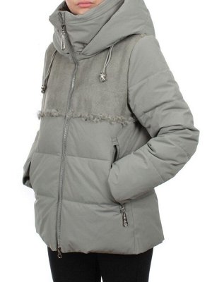 23-696 OLIVE Куртка зимняя женская (холлоффайбер 150 гр., искусственная дубленка)