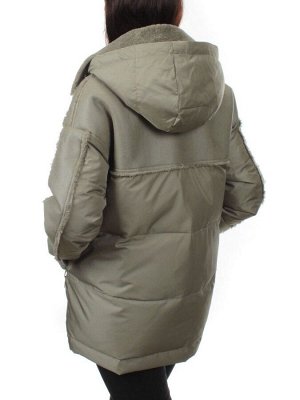 902 GRAY/GREEN Куртка зимняя облегченная женская (холлоффайбер 150 гр., искусственная дубленка)