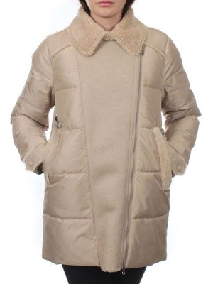 033 BEIGE Куртка зимняя облегченная женская (холлоффайбер 150 гр., искусственная дубленка)