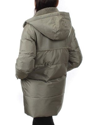 033 GRAY/GREEN Куртка зимняя облегченная женская (холлоффайбер 150 гр., искусственная дубленка)