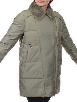 033 GRAY/GREEN Куртка зимняя облегченная женская (холлоффайбер 150 гр., искусственная дубленка)