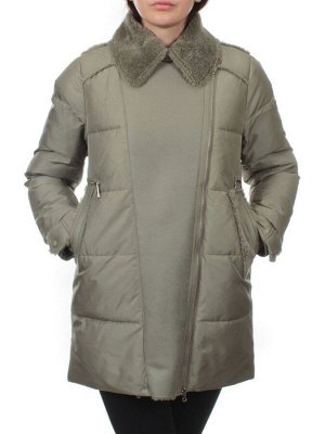 033 GRAY/GREEN Куртка зимняя облегченная женская (холлоффайбер 150 гр., искусственная дубленка)