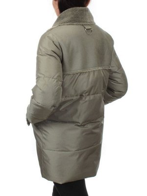033 GRAY/GREEN Куртка зимняя облегченная женская (холлоффайбер 150 гр., искусственная дубленка)