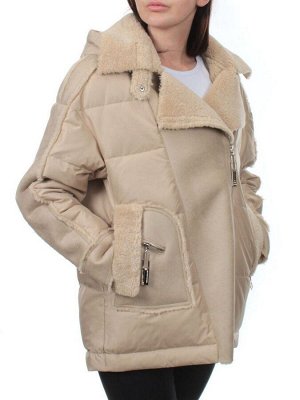 902 BEIGE Куртка зимняя облегченная женская (холлоффайбер 150 гр., искусственная дубленка)
