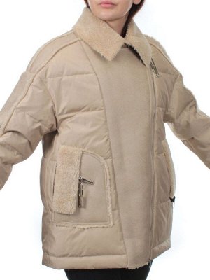 902 BEIGE Куртка зимняя облегченная женская (холлоффайбер 150 гр., искусственная дубленка)