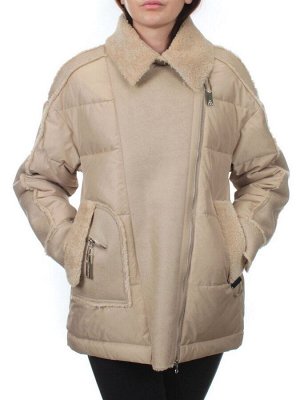 902 BEIGE Куртка зимняя облегченная женская (холлоффайбер 150 гр., искусственная дубленка)