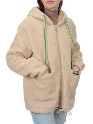 1002 BEIGE Куртка плюшевая демисезонная (65% хлопок, 35% полиэстер) оверсайз 48-52
