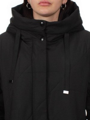 1132 BLACK Пальто зимнее облегченное женское (холлофайбер 150 гр.)