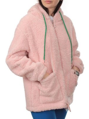 1002 PINK Куртка плюшевая демисезонная (65% хлопок, 35% полиэстер) оверсайз 48-52