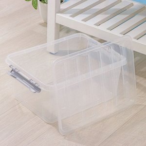 Контейнер для хранения с крышкой, 15 л, 41x29.5x18.3 см, пластик, прозрачный