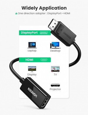 Адаптер переходник (конвертер сигнала) Dispalyport - HDMI 4K*2K@30Hz (MM137) Ugreen