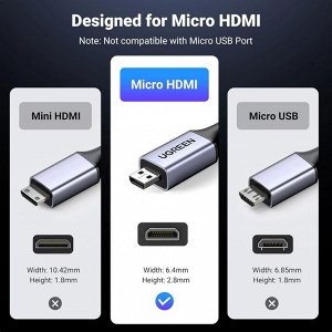 Кабель HDMI - miсro HDMI 8K, 2,0 м., (HD164) Ugreen