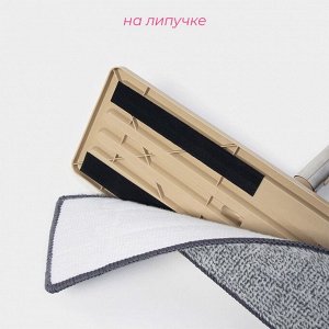 Швабра для мытья пола с вертикальным отжимом Доляна, 35x14x125 см, стальная ручка, микрофибра, дополнительная насадка