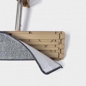 Швабра для мытья пола с вертикальным отжимом Доляна, 35x14x125 см, стальная ручка, микрофибра, дополнительная насадка