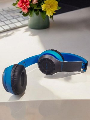 Наушники накладные беспроводные, FM, MP3, микрофон, Синие, Коробка. ERGOLUX ELX-BTHP01-C06