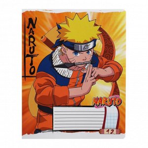 Тетрадь 12 листов в клетку Naruto, обложка мелованный картон