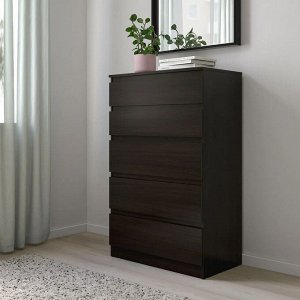 KULLEN, Комод с 5 выдвижными ящиками, черно-коричневый, 70х112 см