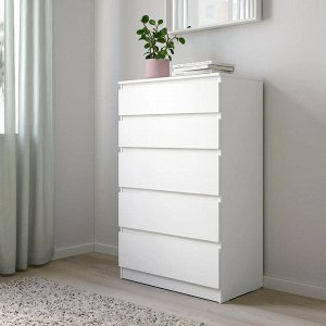 KULLEN, Комод с 5 выдвижными ящиками, белый, 70х112 см