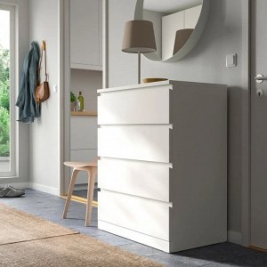 MALM, Комод с 4 выдвижными ящиками, белый, 80х100 см