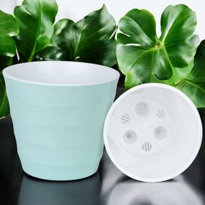 LIVEINGREEN Горшок для цветов  6л (с вкладкой) Лаура, цвет Мята, диаметр верха 23,5 см, высота 20,5 см, пластиковый