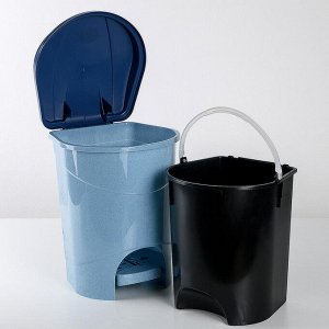 Контейнер для мусора с педалью 7 л, цвет голубой мрамор