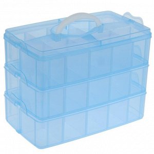 Органайзер для хранения пластиковый, 3 яруса, 30 отделений, 32x18x24 см, цвет голубой