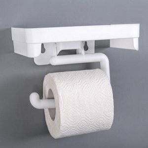 Держатель для туалетной бумаги с полочкой, цвет белый