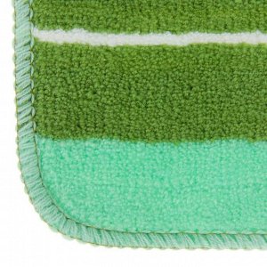 Набор ковриков для ванны и туалета «Полоски», 2 шт: 40?45, 45?70 см, цвет зелёный